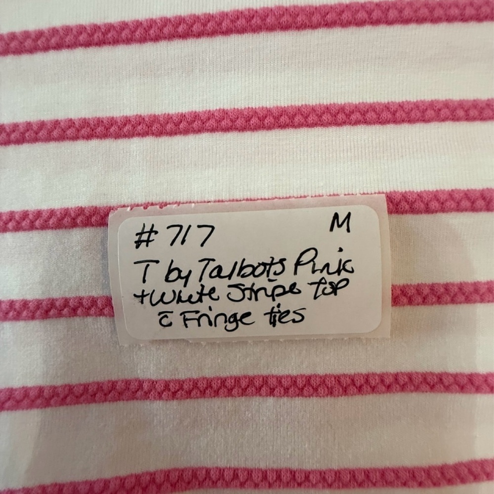 Talbots Pink and White Striped Ladies Top. Medium - Picture 5 of 7